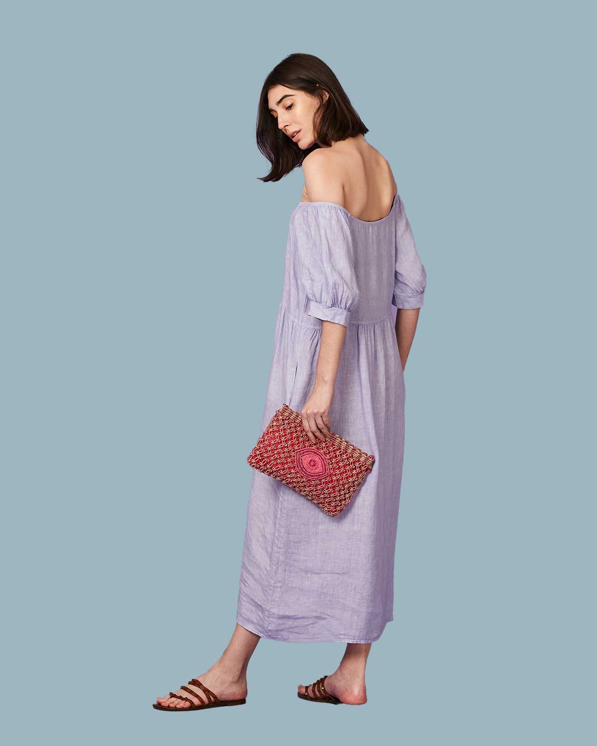 NV32553-LILAC-2 Vestido Linho Ombro a Ombro - Imagem 2