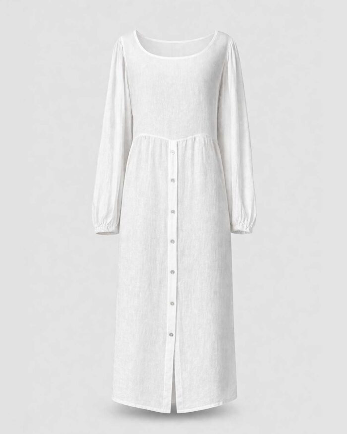 Vestido Chemise Longo Linho - Imagem 9