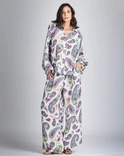 Pantalona Linho Estampa Paisley