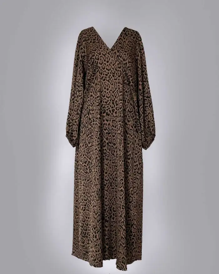 Vestido Longo Decote V Animal Print - Imagem 4