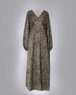 Vestido Longo Decote V Animal Print
