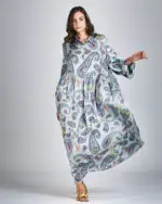 Vestido de Seda Longo Paisley 33266