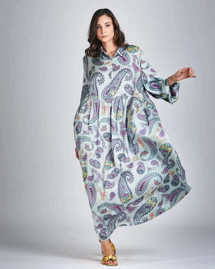 Vestido de Seda Longo Paisley 33266 - Imagem 1