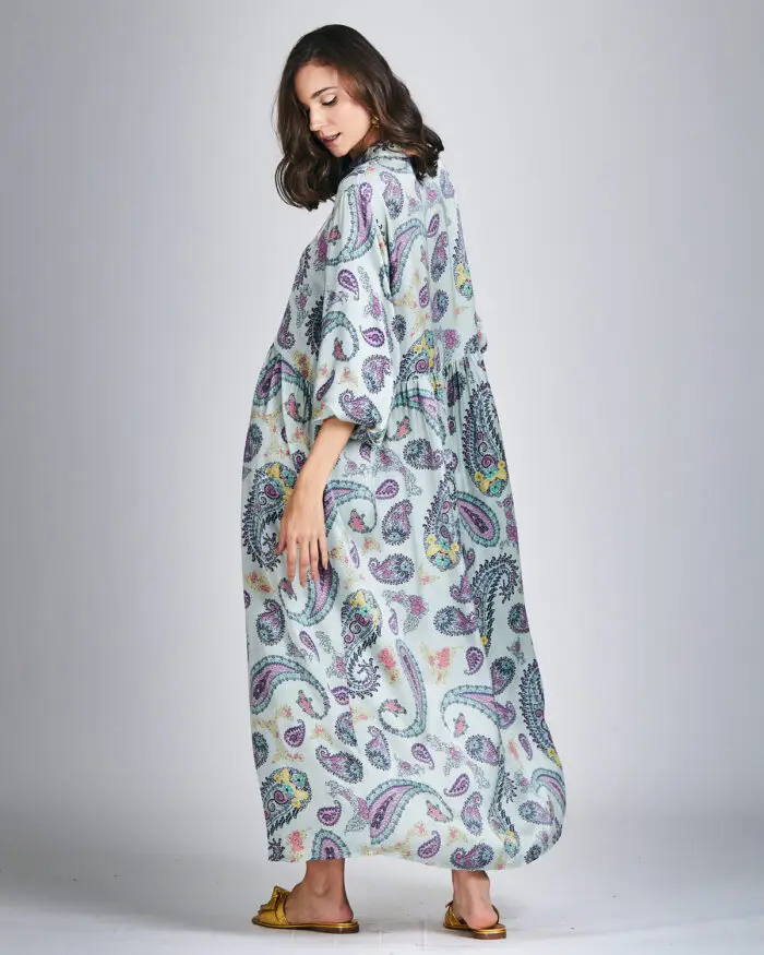 Vestido de Seda Longo Paisley 33266 - Imagem 2