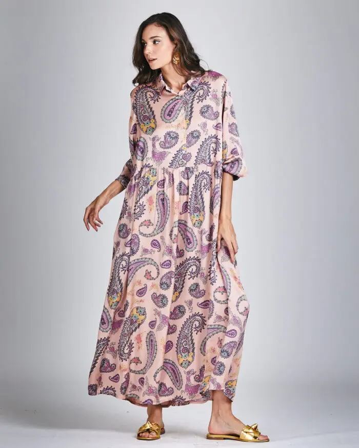 Vestido de Seda Longo Paisley 33266 - Imagem 5