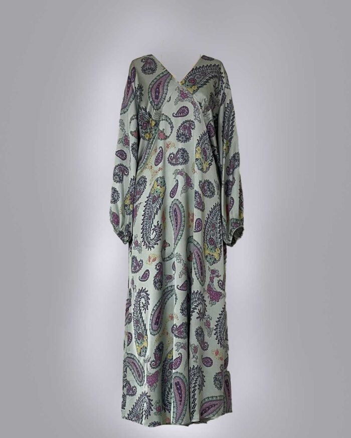 Vestido Longo V Seda Paisley - Imagem 1