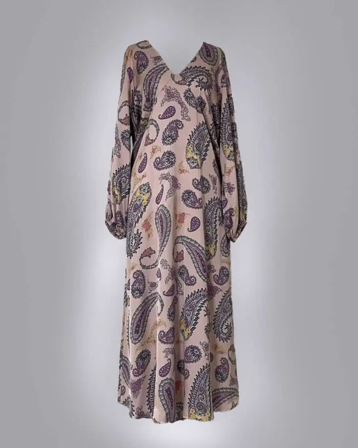 Vestido Longo V Seda Paisley - Imagem 2