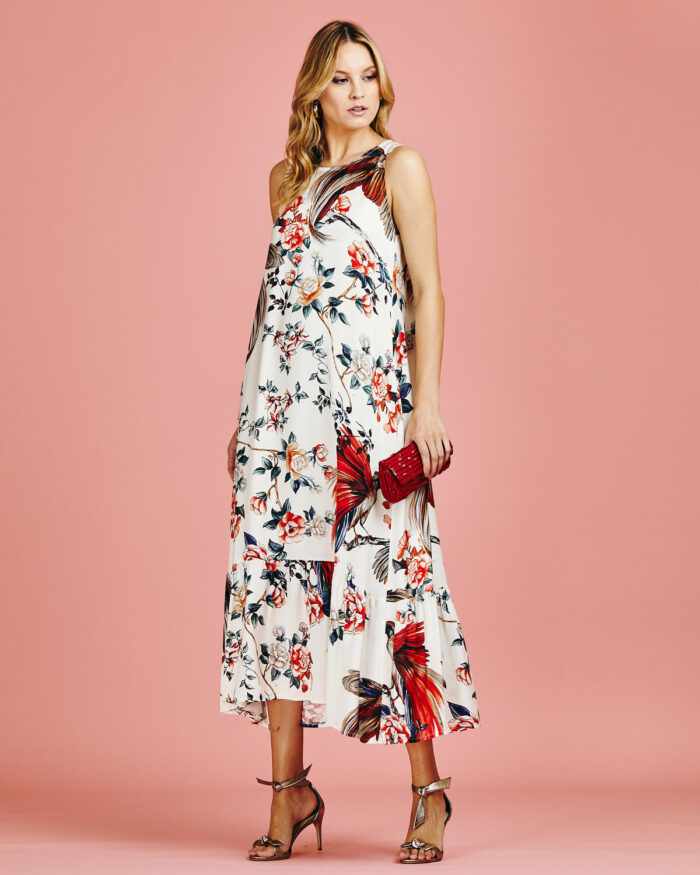 Vestido Regata Longo Satin Floral - Imagem 14