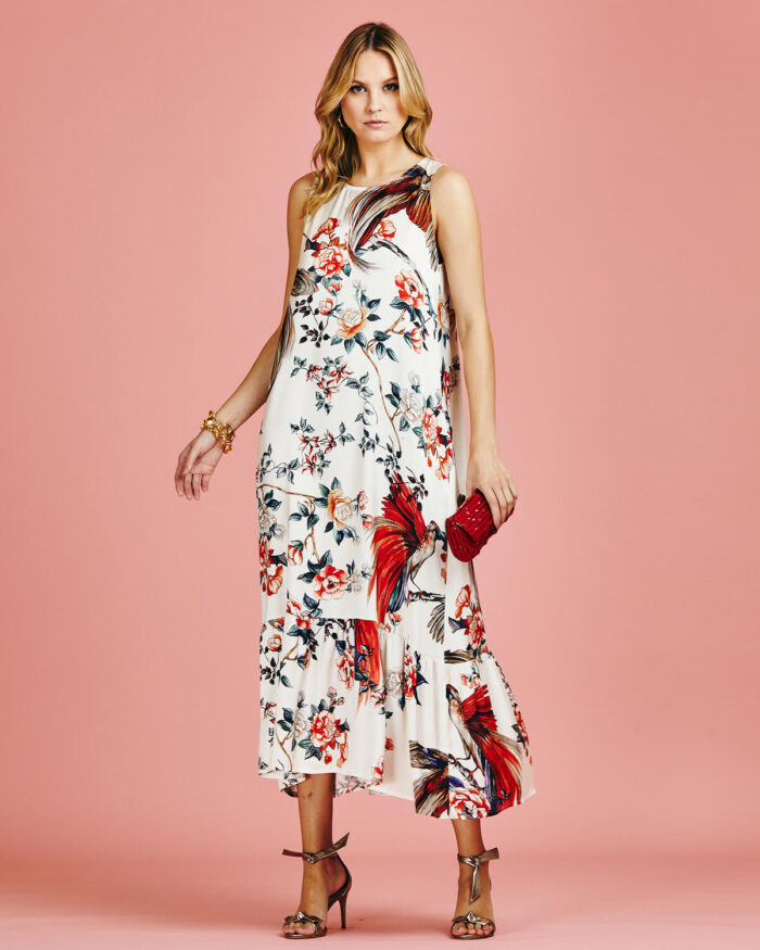 Vestido Regata Longo Satin Floral - Imagem 13