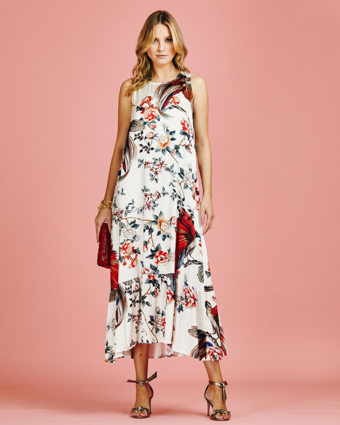 Vestido Regata Longo Satin Floral - Imagem 11