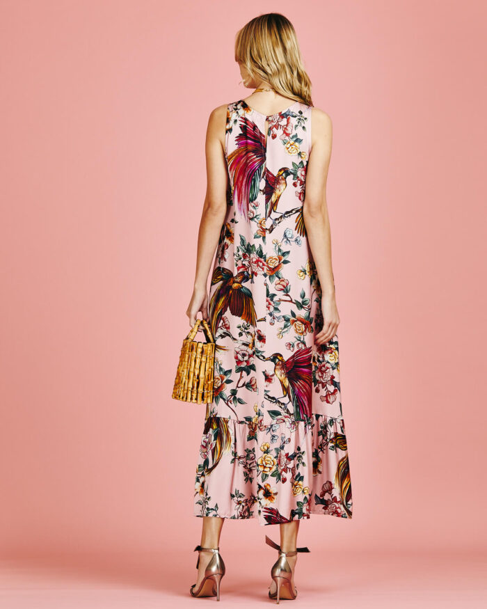 Vestido Regata Longo Satin Floral - Imagem 7