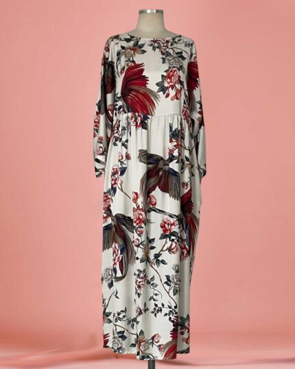 Vestido Longo Satin Floral