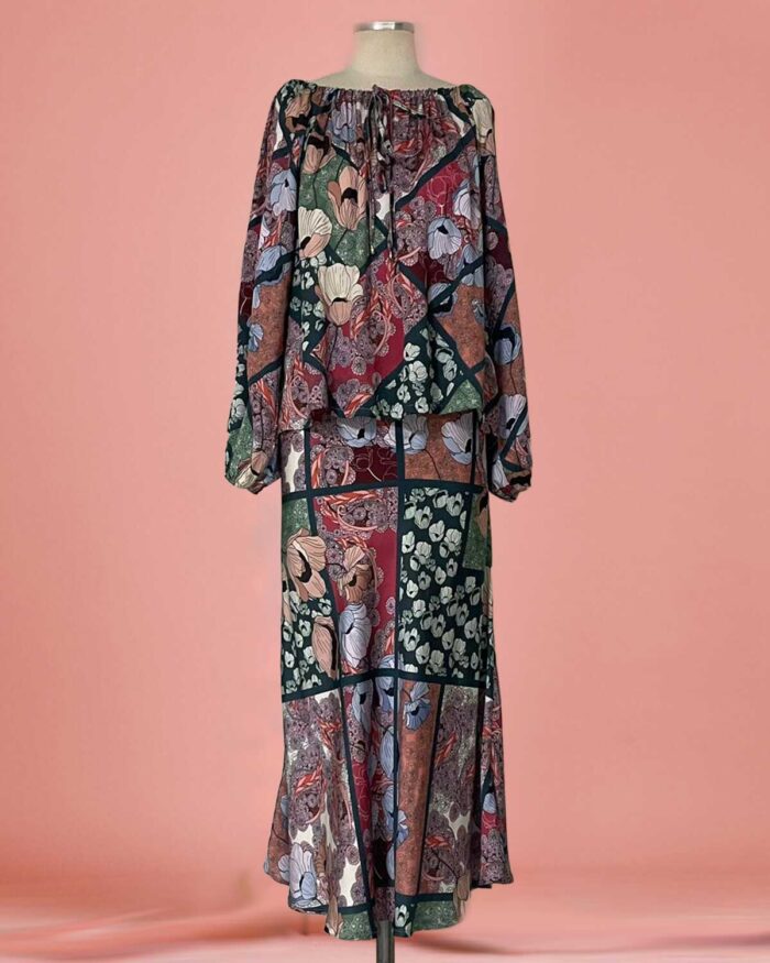 Conjunto Saia Seda Patchwork - Imagem 1