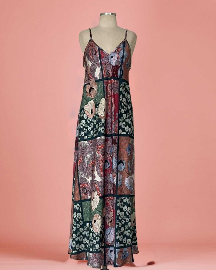 NV34136---VT--ALÇA-SATIN-PATCHWORK---STILL Vestido Regata Longo Satin Patchwork - Imagem 1
