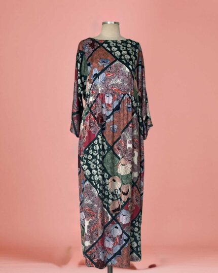 Vestido Longo Satin Patchwork