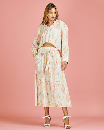 Camisa Cropped Estampa Ikat