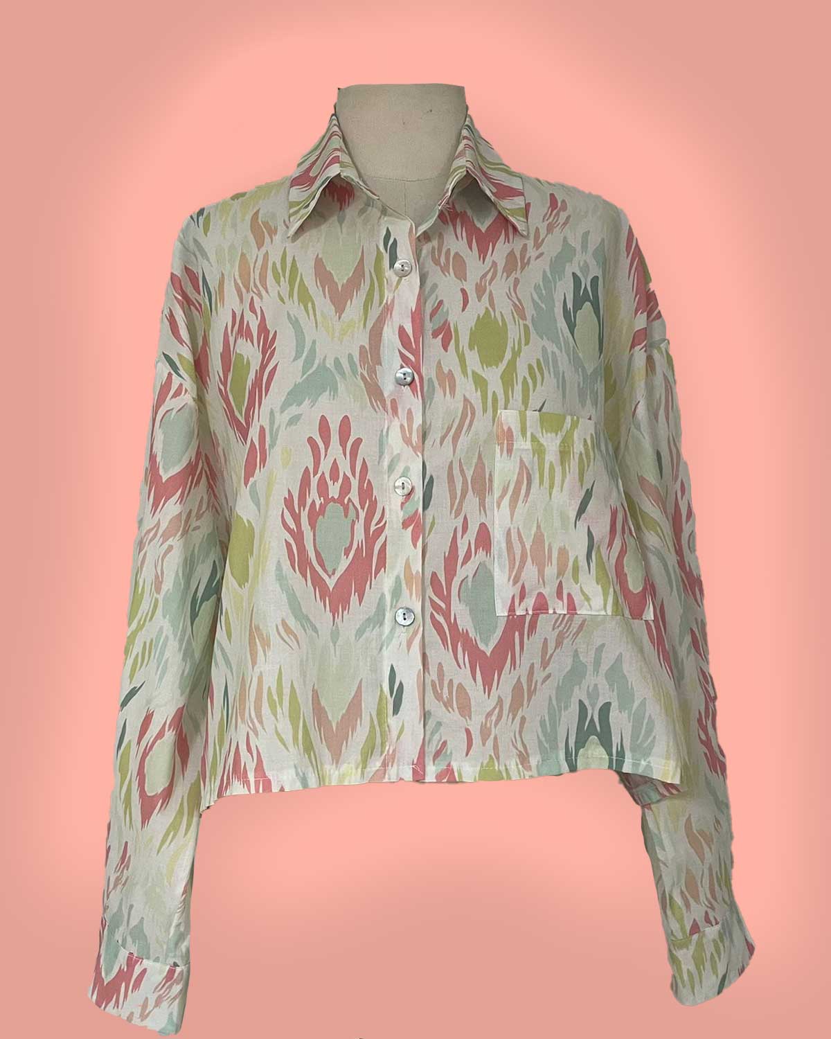 NV34210-STILL-CREMA Camisa Cropped Estampa Ikat - Imagem 10