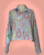 Camisa Cropped Estampa Ikat - Imagem 9