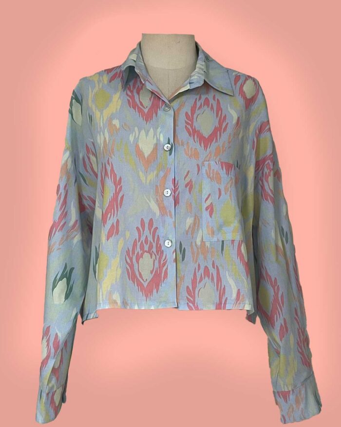 Camisa Cropped Estampa Ikat - Imagem 9