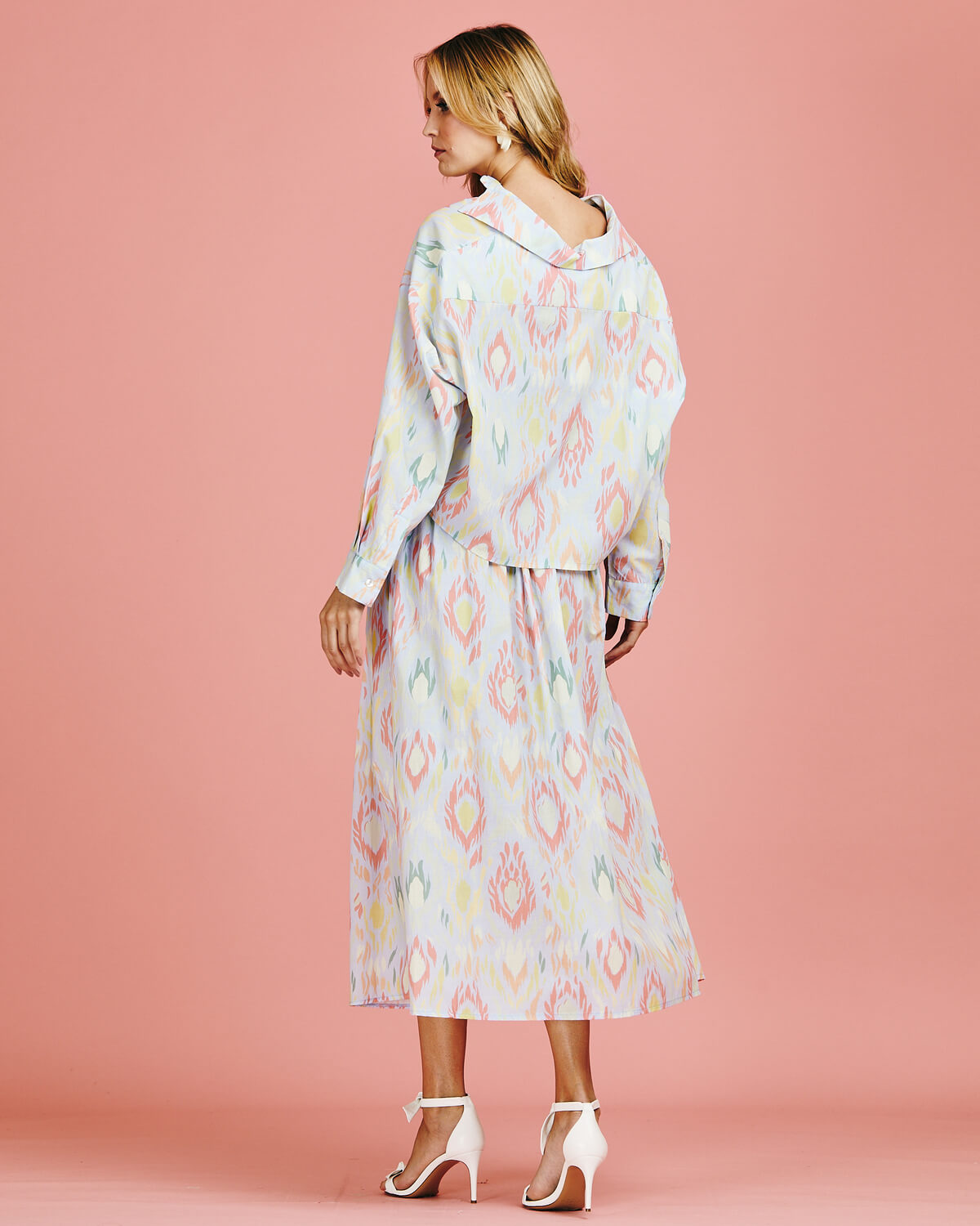 NV34216 - SAIA SORRENTO IKAT SKY COSTAS 1 Saia Midi Ikat Algodão - Imagem 3
