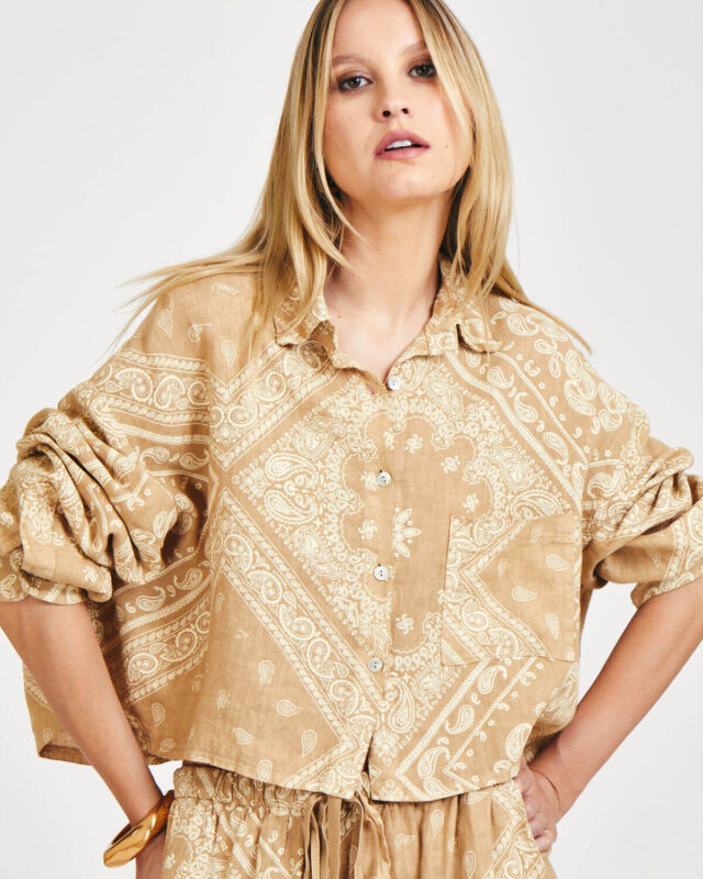 Camisa Linho Cropped Bandana